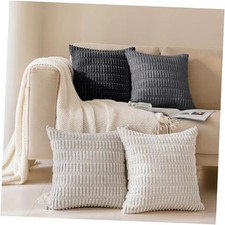 Throw Pillow Covers 16x16 Inch, Set of 4, 16" x 16" Pack of 4 Grey/Black