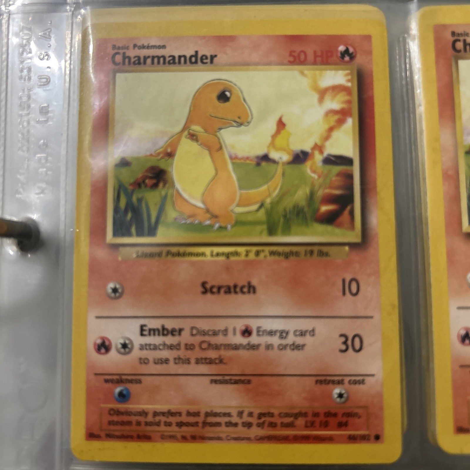 Charmander 46/102 SHADOWLESS Base Set 1999 Pokémon - NM