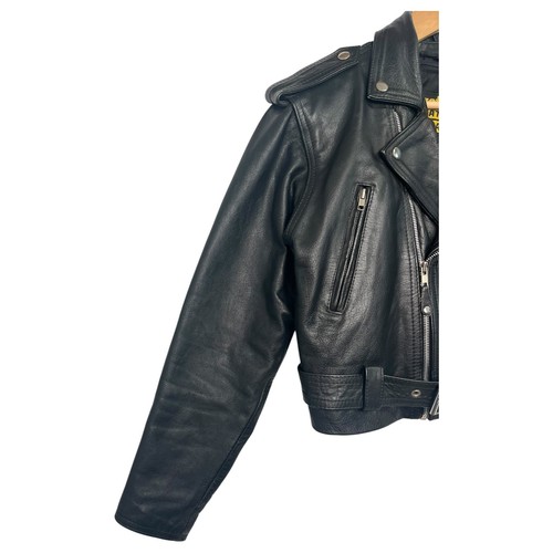 Giacca abbigliamento pelle protech vintage anni 90 donna media nera cropped biker moto - Foto 11 di 17