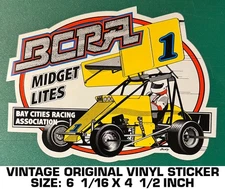 BAY CITIES RACING ASSOCIATION - VINTAGE ORIGINAL VINYL DECAL STICKER - MIDGET