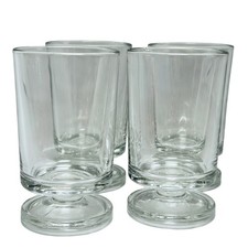 Vintage Glass Goblet x4 Glasses Clear Unusual Stemmed Design Straight 11.5x6.5cm