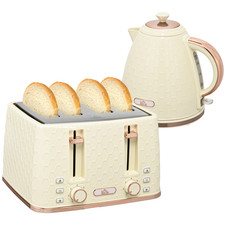 Kettle & Toaster Set Beige PP 1.7L Kettle 24.2x19.5x23.4cm Toaster 29.3x27.6cm!