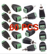 60 PCS Phono RCA Male Female Plug TO AV Screw Terminal Video AV Balun Connector