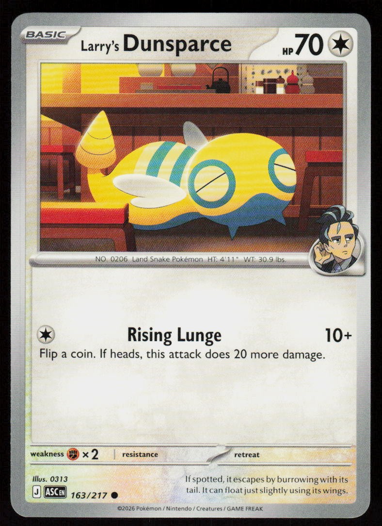 Larry's Dunsparce 163/217 Common Ascended Heroes Pokemon Near Mint