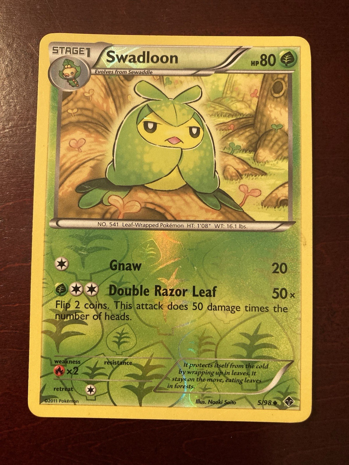 Swadloon 5/98 Emerging Powers Reverse Holo 2011 English Pokemon TCG Card NM