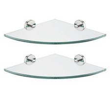 JQK Corner Glass Shelf, Brushed Steel Bathroom 304 Stainless Steel Shower Tri