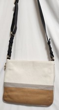 Fossil Ladies Preston Neutral Multi ColorBlock Leather Crossbody Bag Expandable