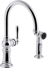 Kohler K-99262-CP Artifacts 1.5 GPM Single Hole Kitchen Faucet with Side Spray