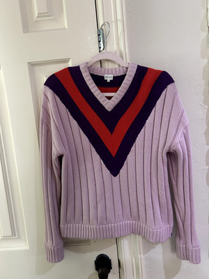 KULE The Yale Preppy Cotton Cashmere Silk Sweater Pink Size XS