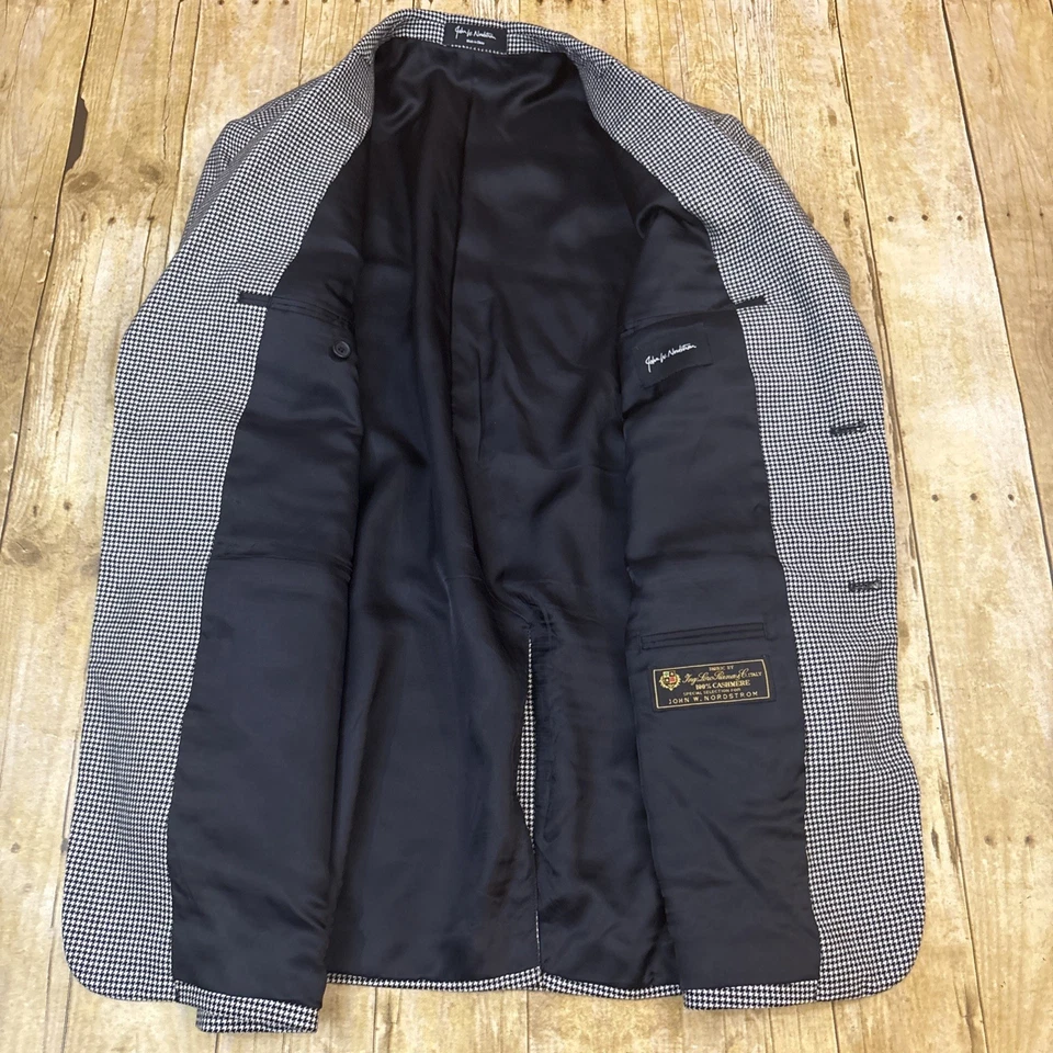 Blazer John W Nordstrom Loro Piana Cachemira Blanco Negro Pata de Gallo 40R Foto 4 de 4