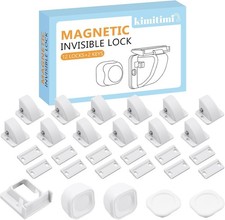 Child Safety Cabinet Locks Magnetic Adhesive No Drill 12 Pack Hide Secure