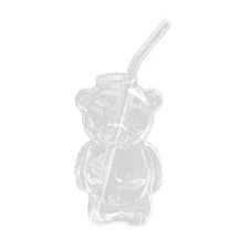 Bear Straw Glass Cup Drinkware Decorative Milk Cup for Tea Juice Daily Using