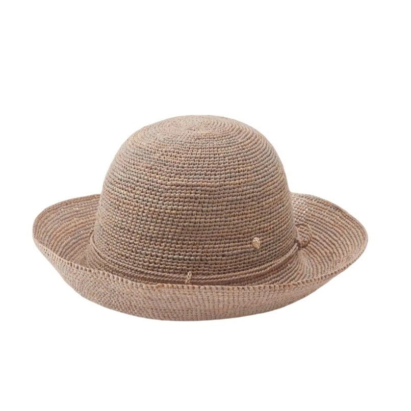 Helen Kaminski Provence 10 Raffia Crochet Rollable Cloche Hat Nougat packable