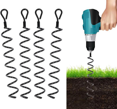 Mytee Products 4 Pack 18 Inches Spiral Shed Anchor Kit W/Removable Eye Bolt - St