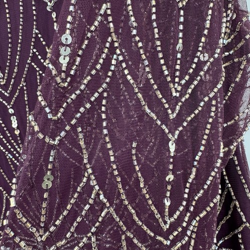 Pisarro Nights Sequin Embroidered Bateau Neck Dress Size 22W Aubergine (flaw) - Picture 11 of 12