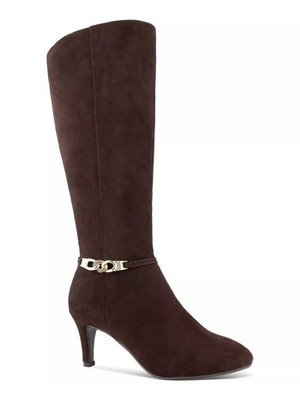 KAREN SCOTT Womens Choco Brown Wide Calf Hanna Almond Boots 6.5 M WC