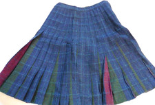 VTG 50s 60s Pendleton Turnabout Wool Blue/Green 20" Waist Tartan Skirt Girls