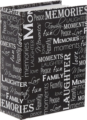 Mini-Max Photo 100 Pocket 4x6 Photo Album, Black and White Words