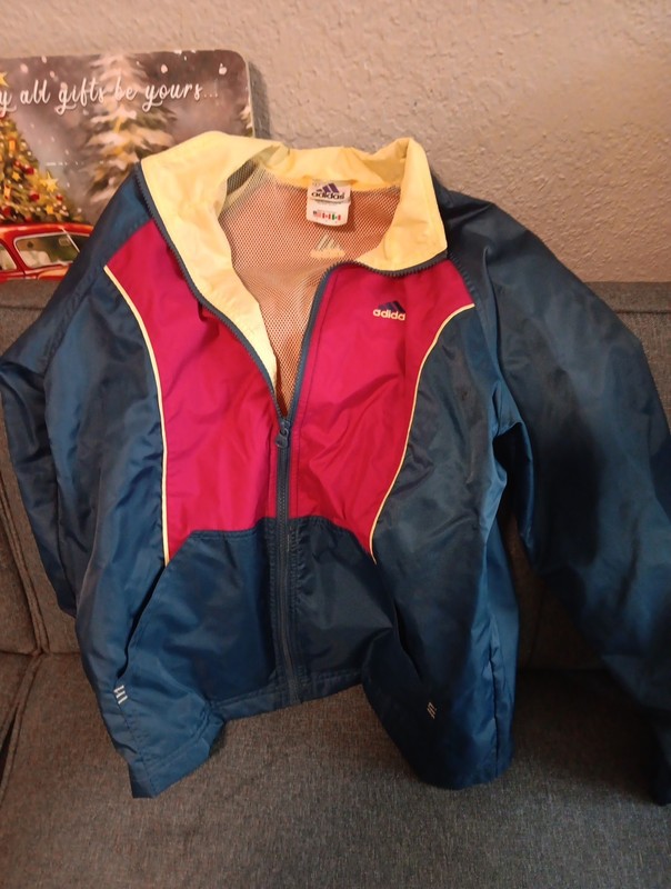 Vintage Adidas Girls Size L Track Jacket Blue Cream And Pink