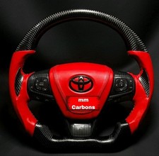 Toyota Camry 2014–2017 Real Carbon Fiber Steering Wheel Red Leather Sport Upgrad