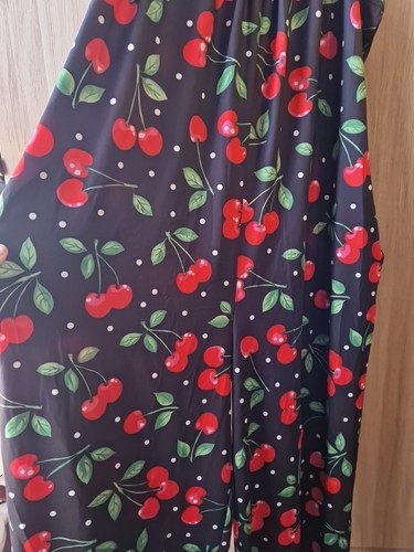 Ladies Cherry Print Jumpsuit Size 1XL Stretchy Trousers, Pockets Cute Summer - Picture 3 of 6