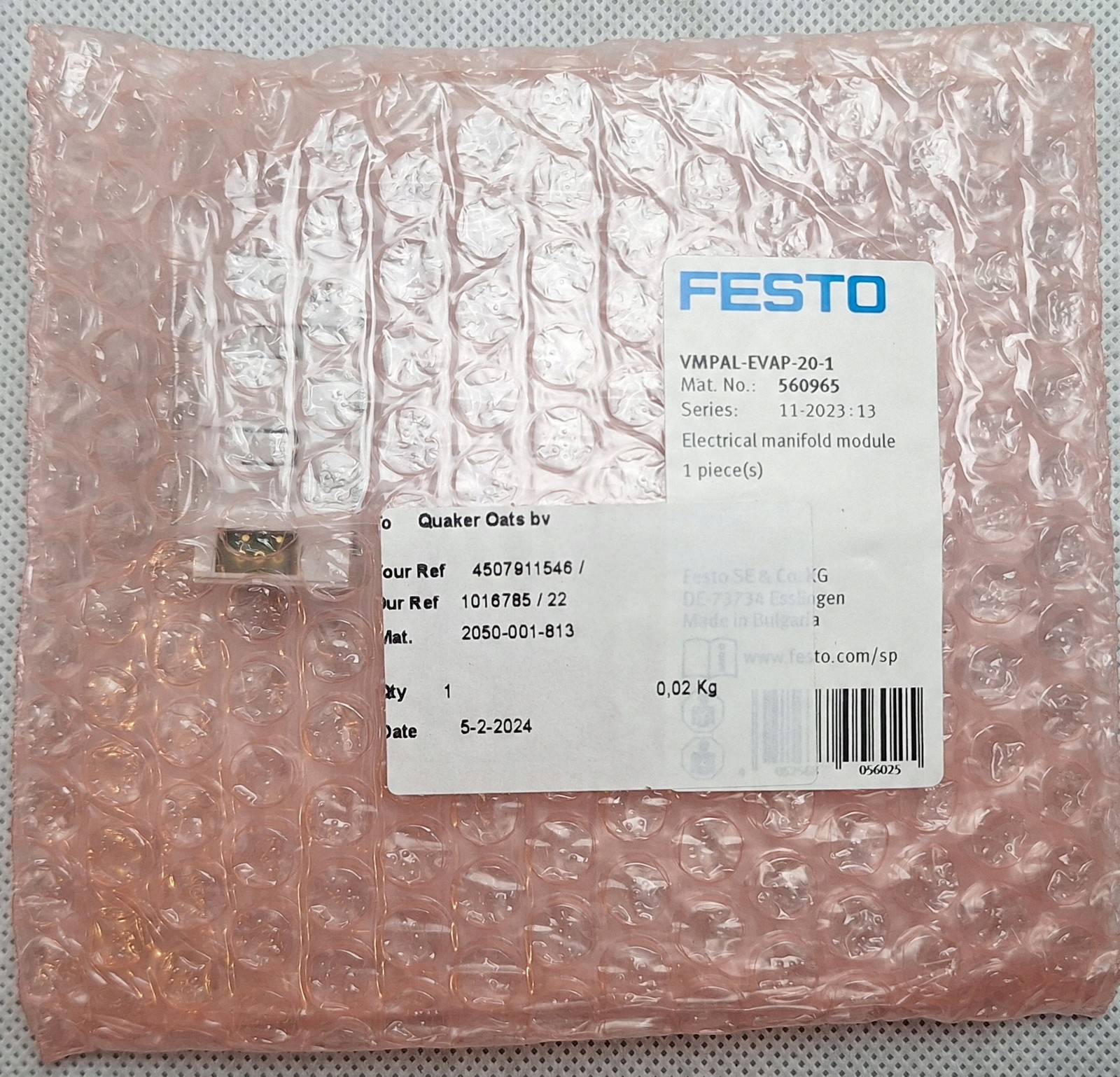 Festo VMPAL-EVAP-20-1 Electric Module 1 Piece