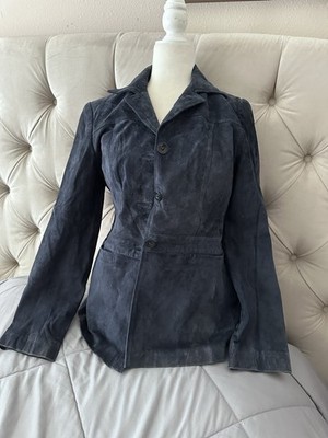 Anonymous John Carlisle Medium Women's Blue Suede Leather Jacket Vintage