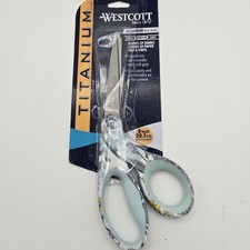 Westcott Sewing Crafting Scissors 8" Fashion Titanium Bent Floral Multicolor