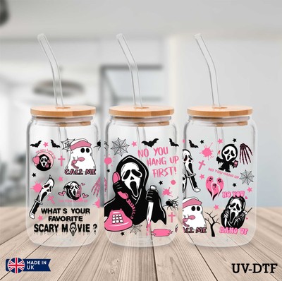 Ghostface Killer UV DTF Aufkleber - 16oz Libbey Dose Glasfolie yd240