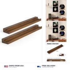 RICHFOCUS Vinyl Wall Mount, 2 Pack Solid Wood Record Shelf, Album Record Hold...