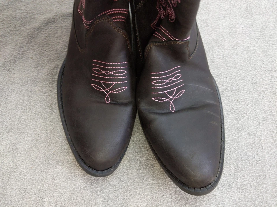 Олень олени олени ботинки девочек размер 6 коричневый Western ковбой розовый стежок молодежи Kids обувь - Изображение 3 из 4