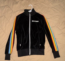 Palm Angels Black Rainbow Striped Sleeve Trac...