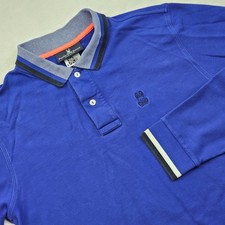 Psycho Bunny Polo Shirt Mens 6 Blue Long Sleeve Pima Cotton Tipped B6M303Q1PC