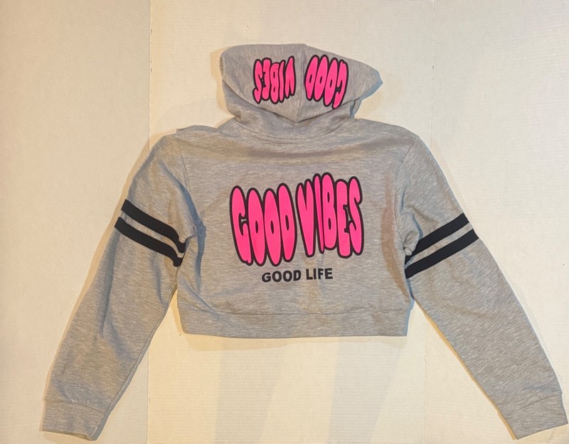 Comfortable gentle wore kids hoodie girls bold Pink good vibes