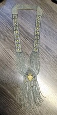 VTG Native American INDIAN Glass SeedBead Fringe Necklace 17"Long FLAPPER/DECO