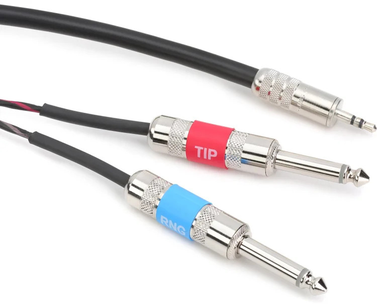 Pro Co IPMB2Q10 3.5mm TRS Male to Dual 1/4'' TS Male Insert Cable - 10'