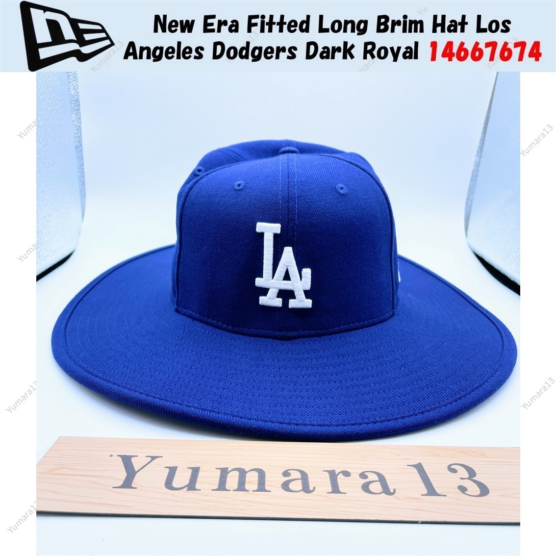 New Era Fitted Long Brim Hat Los Angeles Dodgers Dark Royal