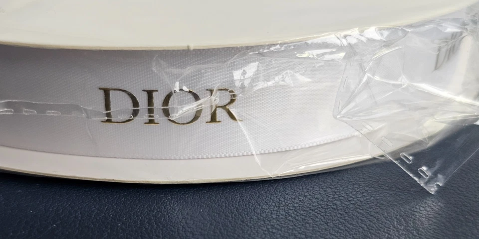 DIOR White Ribbon Roll of 50 Meter w/Gold Lettering (Width 20MM) HOLIDAY - Image 4 of 4