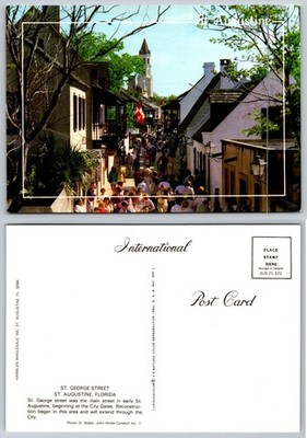 St Augustine FL St. George Street Crowds Curteichcolor Postcard John Hinde