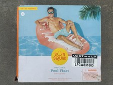 Sun Squad Inflatable Pool Float Lounge 58 x37.5 Built In Cup Holder NEW Salmon