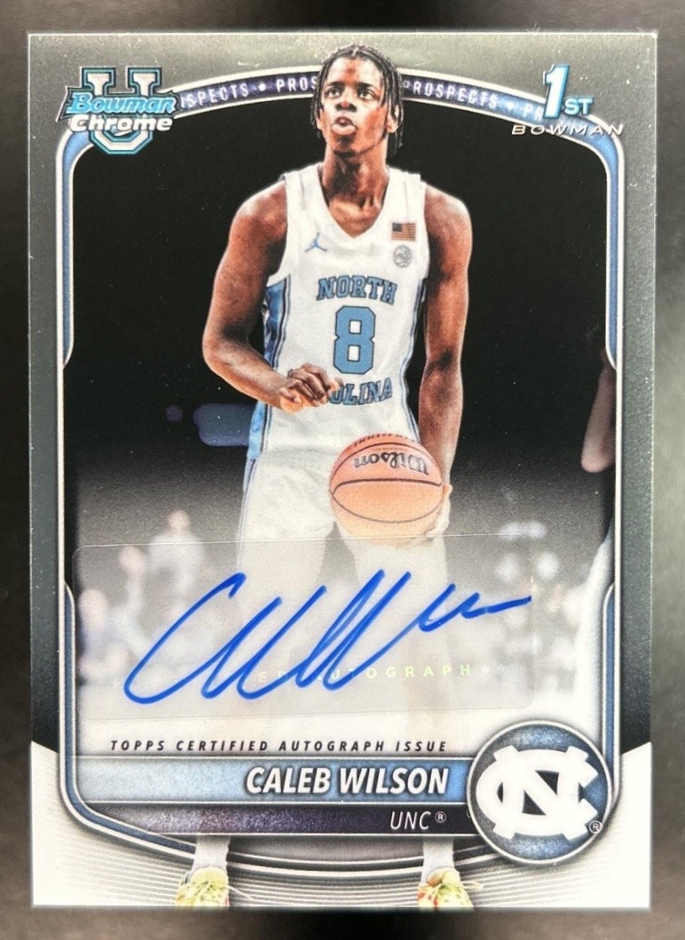 2025-26 Bowman Caleb Wilson Chrome Auto Autograph 1st Prospect #CPA-CL Tar Heels