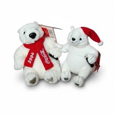 2004 Coca-Cola Holiday Collectible Plush Toys Polar Bears Retired Bottles NWT