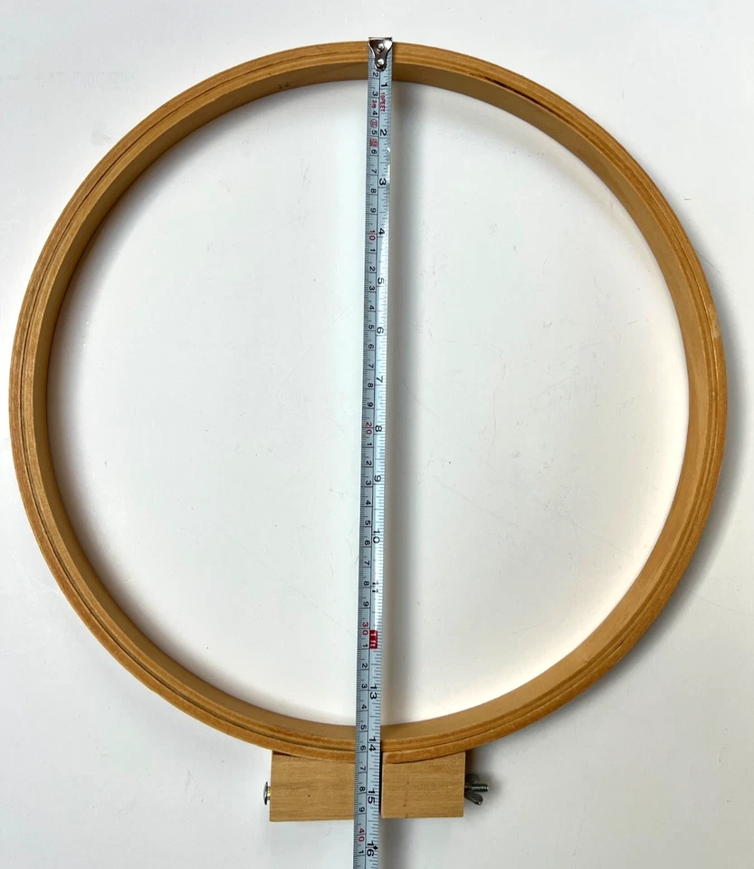 Vintage Wooden Embroidery Round Hoop 14" Made In Taiwan - Image 4 of 4