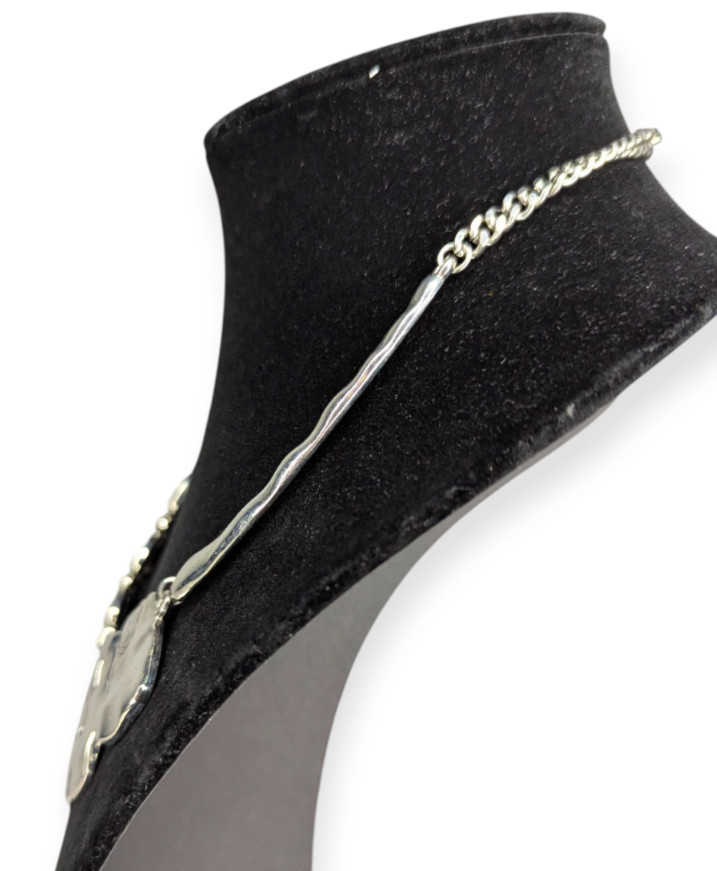 Silver Tone Statement Neckace with Triangle Desig… - image 8