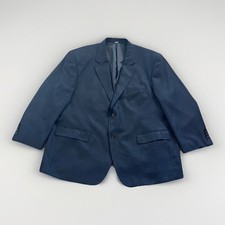 Oak Hill Sport Coat Mens 2XL 50/52R Navy Blue Houndstooth 2-button Jacket