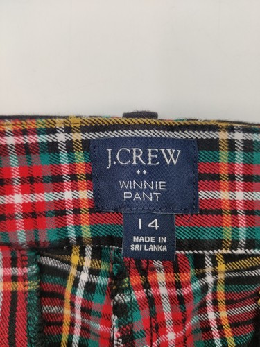 J. Crew Women's The Winnie Stretch Pants Tartan Plaid Red Blk Grn Sz Zip Size 14 - Picture 5 of 16