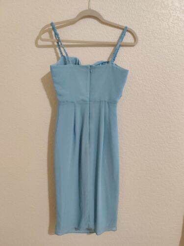 House Of CB Jamille Baby Blue Draped Corset Midi Dress - Medium NEW - Picture 3 of 16