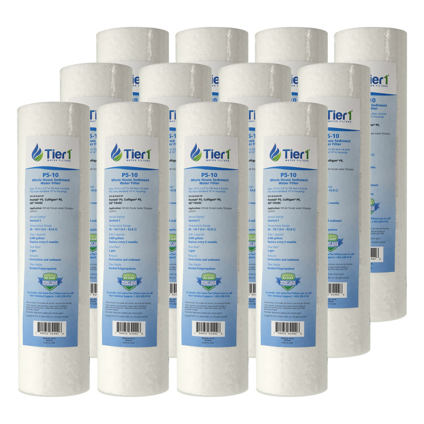 6 Pack Washable Pleated Sediment Water Filters - 5 Micron, 9.87" X 2.5", Compatible With Many Brands