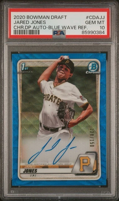 2020 Bowman Draft Jared Jones Blue Wave Refractor Auto /150 PSA 10 POP 3