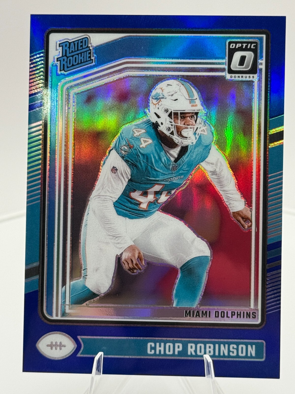 2024 Panini Donruss Optic Blue Prizm #219 Chop Robinson (RC) /199 Miami Dolphins